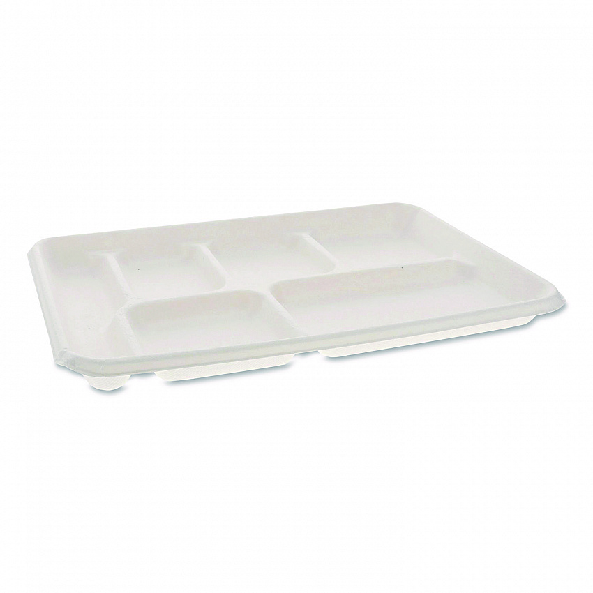 Compostable Fiber Blend School Lunch Tray, Heavy Duty, 8 x 12 x 1, White, 250/Carton (MC50601)