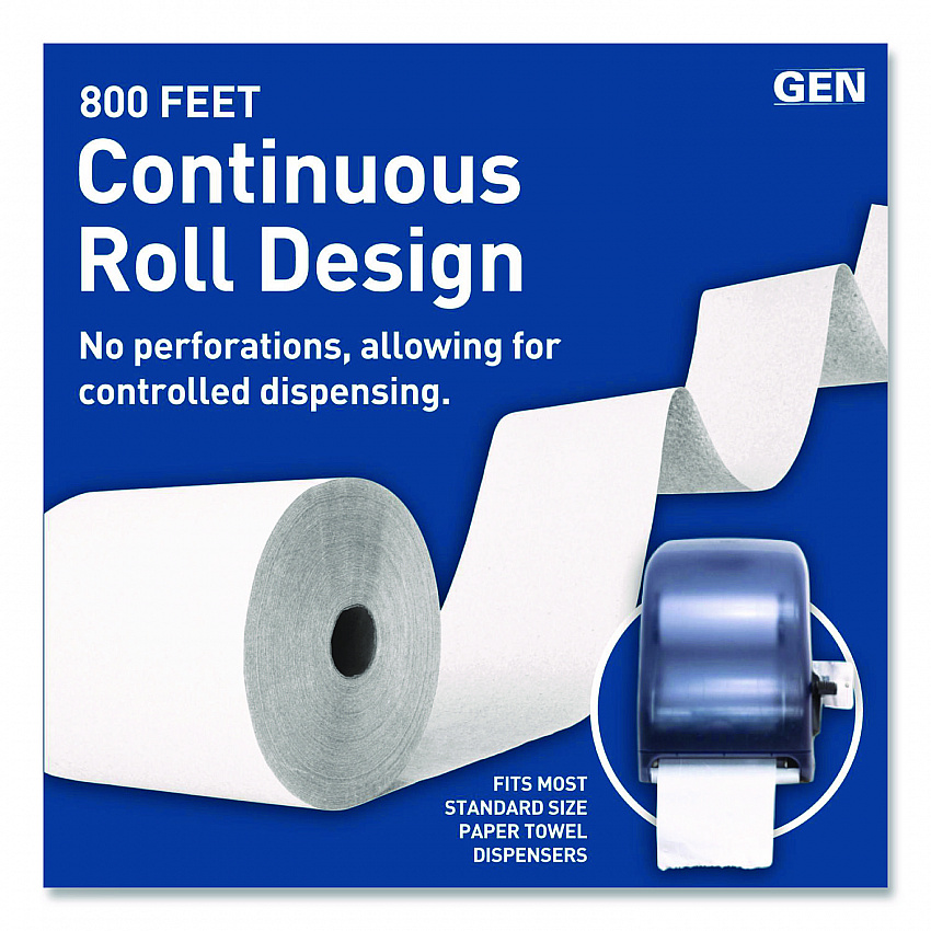 Hardwound Roll Towels, 1-Ply, 8" x 800 ft, White, 6 Rolls/Carton (1820)
