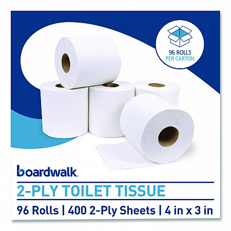 Two-Ply Toilet Tissue, Septic Safe, White, 400 Sheets/Roll, 96 Rolls/Carton (6144)