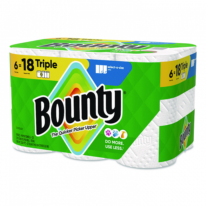 Select-a-Size Kitchen Roll Paper Towels, 2-Ply, 5.9 x 11, White, 123 Sheets/Triple Roll, 6 Rolls/Carton (16020)