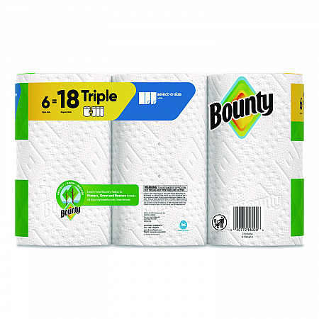 Select-a-Size Kitchen Roll Paper Towels, 2-Ply, 5.9 x 11, White, 123 Sheets/Triple Roll, 6 Rolls/Carton (16020)
