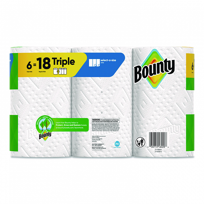 Select-a-Size Kitchen Roll Paper Towels, 2-Ply, 5.9 x 11, White, 123 Sheets/Triple Roll, 6 Rolls/Carton (16020)