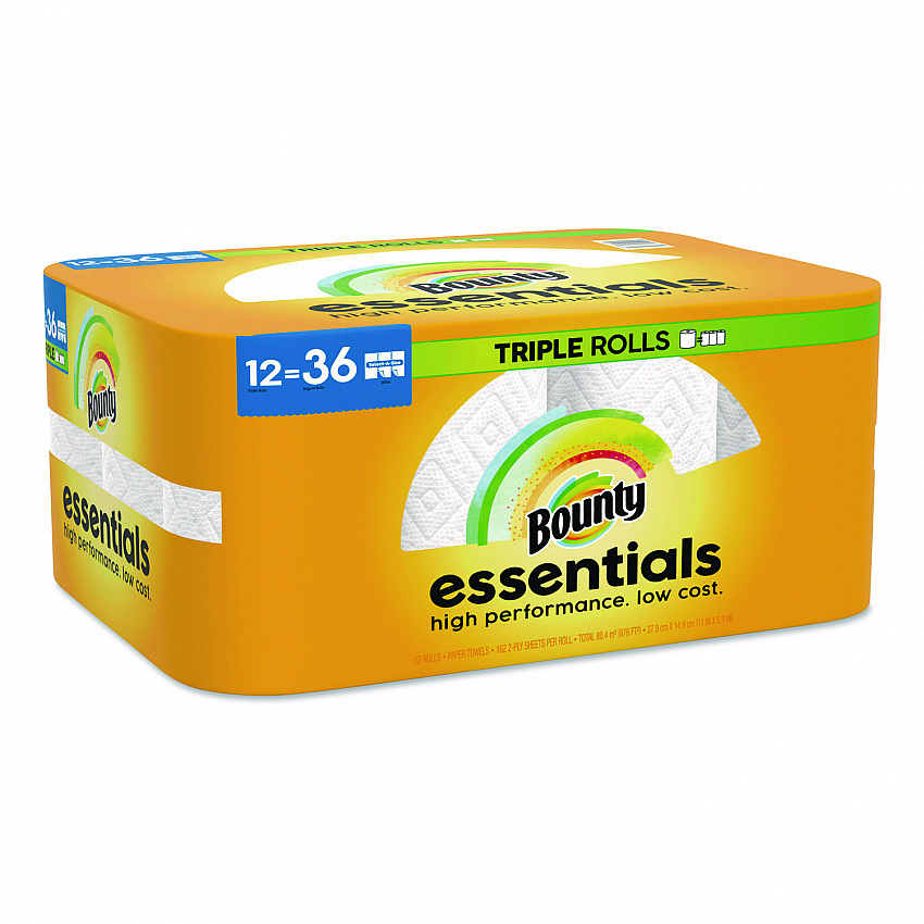 Essentials Select-A-Size Kitchen Roll Paper Towels, 2-Ply, 5.9 x 11, White, 162 Sheets/Triple Roll, 12 Rolls/Carton (16681)
