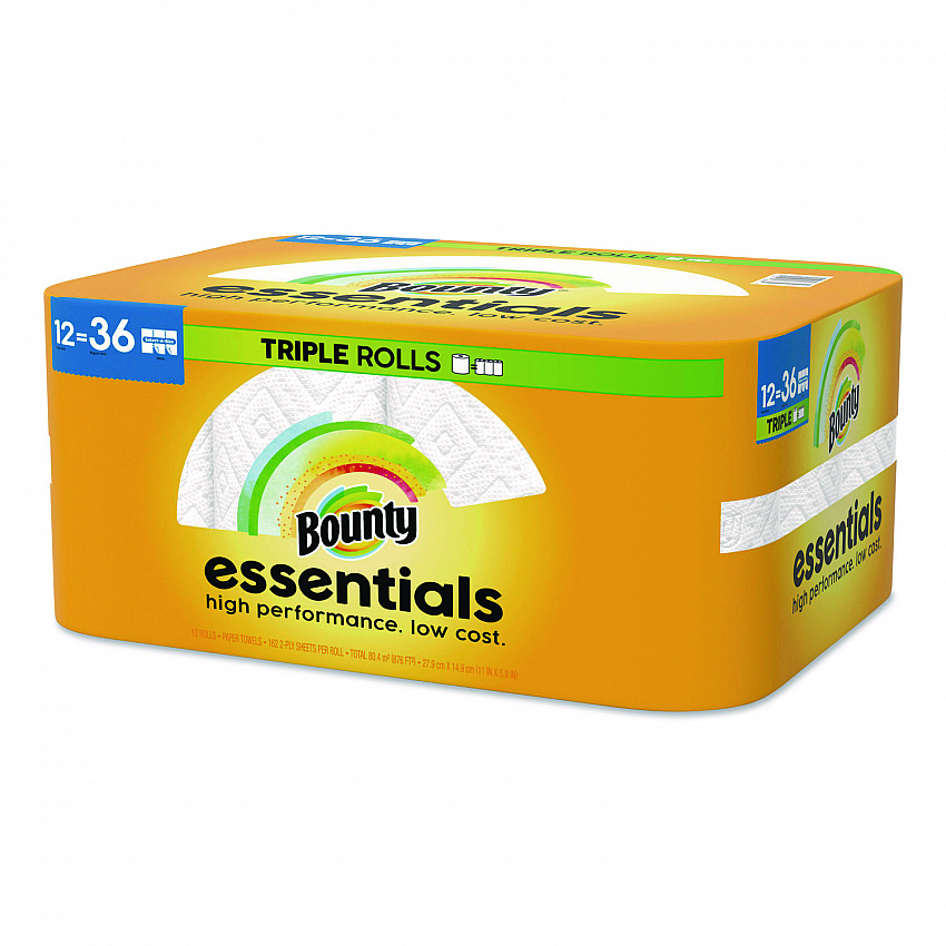 Essentials Select-A-Size Kitchen Roll Paper Towels, 2-Ply, 5.9 x 11, White, 162 Sheets/Triple Roll, 12 Rolls/Carton (16681)