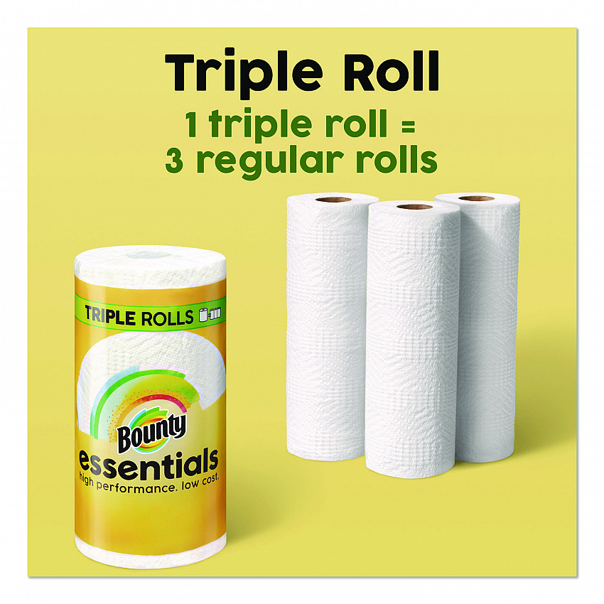 Essentials Select-A-Size Kitchen Roll Paper Towels, 2-Ply, 5.9 x 11, White, 162 Sheets/Triple Roll, 12 Rolls/Carton (16681)