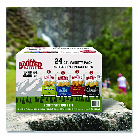 Chips Variety Pack, Hickory Barbeque, Sea Salt, Sea Salt and Cracked Pepper, Olive Oil, 1.5 oz, 24/Carton (PBR12283)