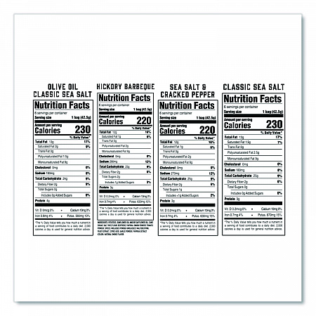 Chips Variety Pack, Hickory Barbeque, Sea Salt, Sea Salt and Cracked Pepper, Olive Oil, 1.5 oz, 24/Carton (PBR12283)