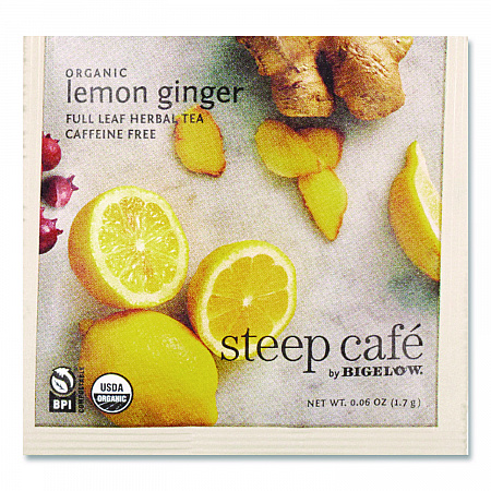 steep Cafe Organic Herbal Tea, Lemon Ginger, 50 Bags/Carton (RCB19968)