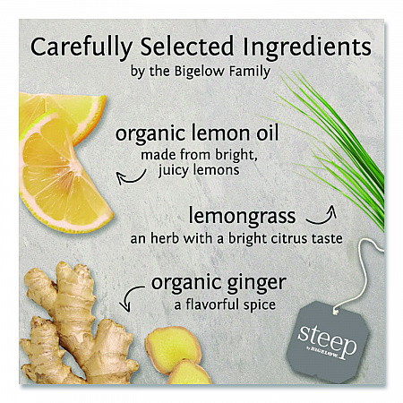 steep Cafe Organic Herbal Tea, Lemon Ginger, 50 Bags/Carton (RCB19968)