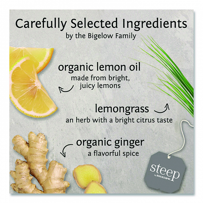 steep Cafe Organic Herbal Tea, Lemon Ginger, 50 Bags/Carton (RCB19968)