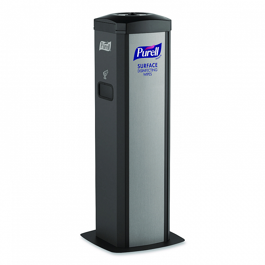 DS360 High-Capacity Surface Disinfecting Wipes Station, 1,200 Wipe Capacity, 15.5 x 15.5 x 39.6, Graphite (911701SLVSFW)