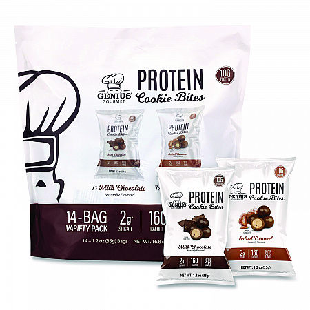 Protein Cookie Bites Variety Pack, Salted Caramel and Milk Chocolate, 1.2 oz Bag, 14/Box (22002521)