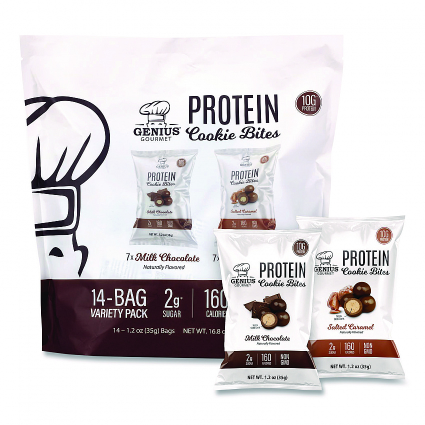Protein Cookie Bites Variety Pack, Salted Caramel and Milk Chocolate, 1.2 oz Bag, 14/Box (22002521)