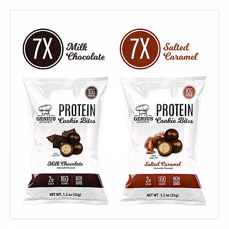 Protein Cookie Bites Variety Pack, Salted Caramel and Milk Chocolate, 1.2 oz Bag, 14/Box (22002521)