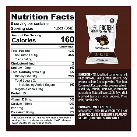 Protein Cookie Bites Variety Pack, Salted Caramel and Milk Chocolate, 1.2 oz Bag, 14/Box (22002521)