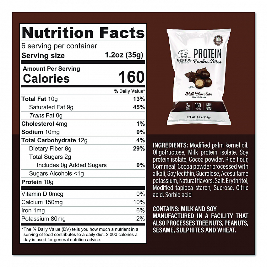 Protein Cookie Bites Variety Pack, Salted Caramel and Milk Chocolate, 1.2 oz Bag, 14/Box (22002521)