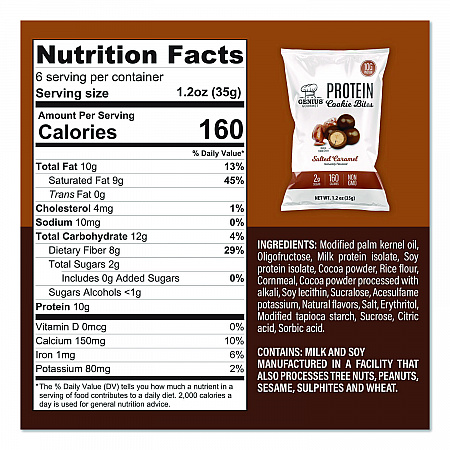 Protein Cookie Bites Variety Pack, Salted Caramel and Milk Chocolate, 1.2 oz Bag, 14/Box (22002521)
