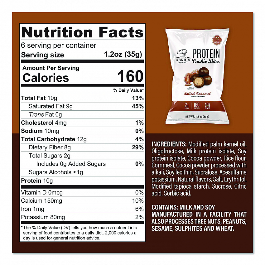 Protein Cookie Bites Variety Pack, Salted Caramel and Milk Chocolate, 1.2 oz Bag, 14/Box (22002521)