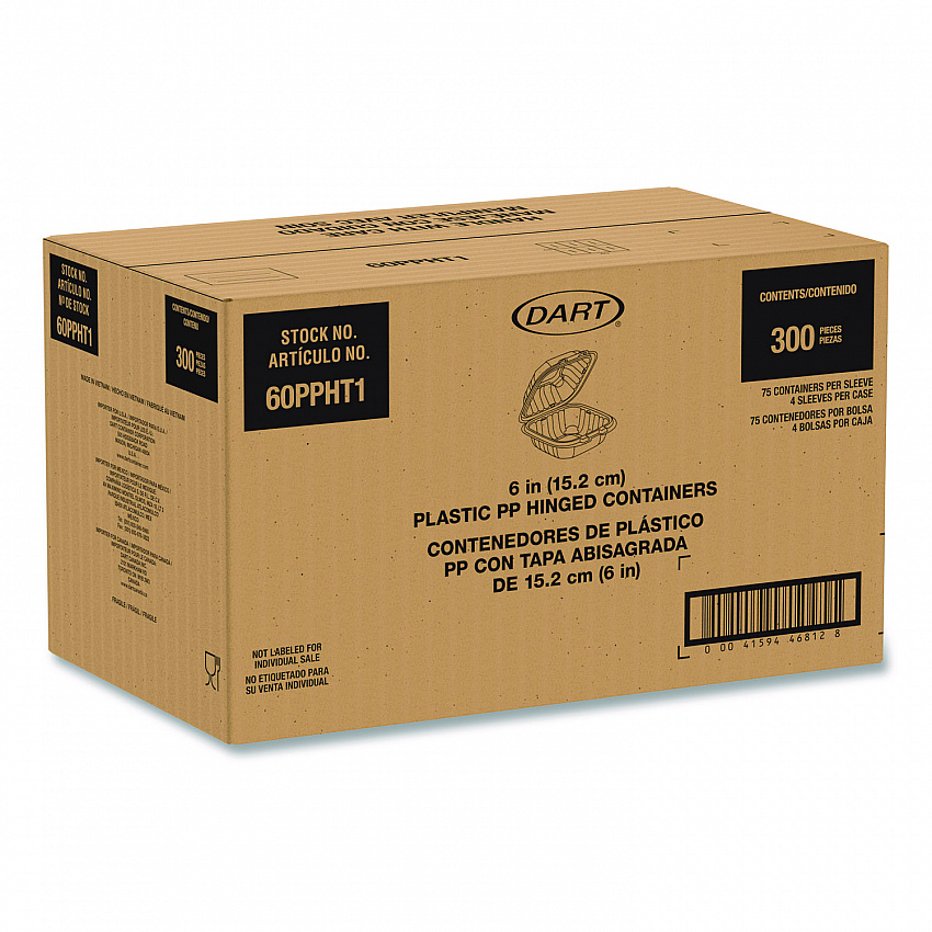 Microwaveable Hinged Containers, ProPlanet Seal, 6.31 x 6.31 x 3, Clear, Plastic, 300/Carton (60PPHT1)