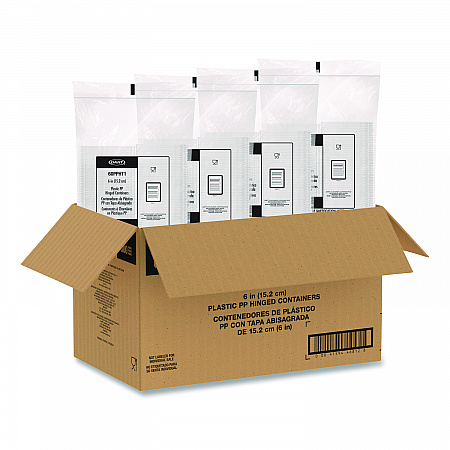 Microwaveable Hinged Containers, ProPlanet Seal, 6.31 x 6.31 x 3, Clear, Plastic, 300/Carton (60PPHT1)