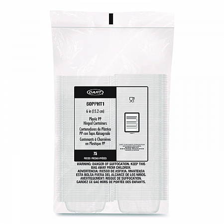 Microwaveable Hinged Containers, ProPlanet Seal, 6.31 x 6.31 x 3, Clear, Plastic, 300/Carton (60PPHT1)