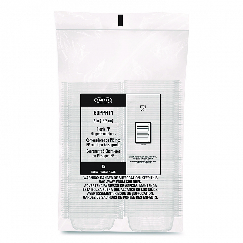 Microwaveable Hinged Containers, ProPlanet Seal, 6.31 x 6.31 x 3, Clear, Plastic, 300/Carton (60PPHT1)