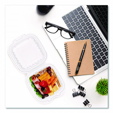 Microwaveable Hinged Containers, ProPlanet Seal, 6.31 x 6.31 x 3, Clear, Plastic, 300/Carton (60PPHT1)