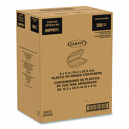 Microwaveable Hinged Containers, ProPlanet Seal, 6.5 x 9 x 3, Clear, Plastic, 300/Carton (69PPHT1)