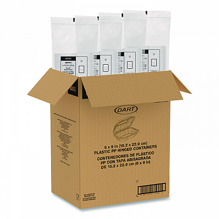Microwaveable Hinged Containers, ProPlanet Seal, 6.5 x 9 x 3, Clear, Plastic, 300/Carton (69PPHT1)