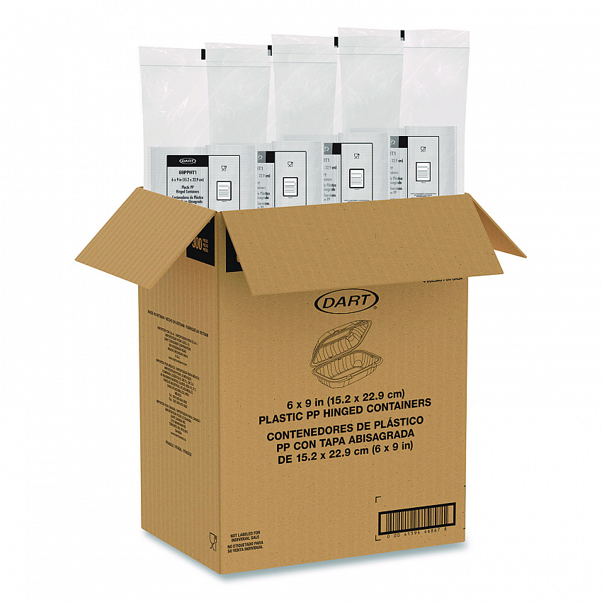 Microwaveable Hinged Containers, ProPlanet Seal, 6.5 x 9 x 3, Clear, Plastic, 300/Carton (69PPHT1)