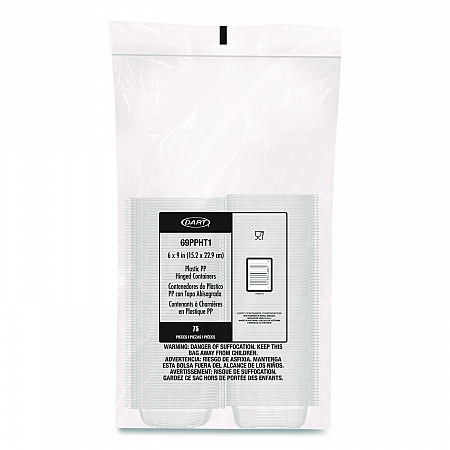 Microwaveable Hinged Containers, ProPlanet Seal, 6.5 x 9 x 3, Clear, Plastic, 300/Carton (69PPHT1)