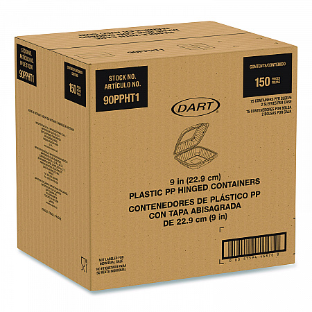 Microwaveable Hinged Containers, ProPlanet Seal, 9 x 8.75 x 3, Clear, Plastic 150/Carton (90PPHT1)