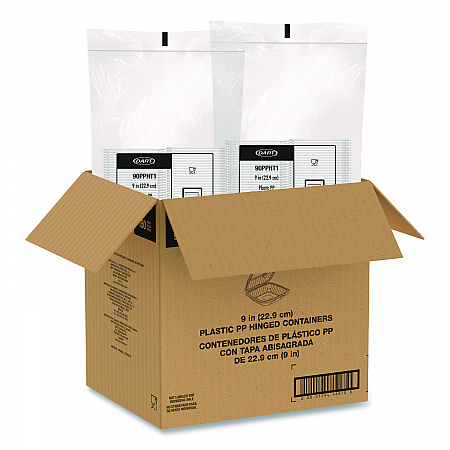 Microwaveable Hinged Containers, ProPlanet Seal, 9 x 8.75 x 3, Clear, Plastic 150/Carton (90PPHT1)