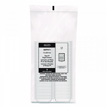 Microwaveable Hinged Containers, ProPlanet Seal, 9 x 8.75 x 3, Clear, Plastic 150/Carton (90PPHT1)