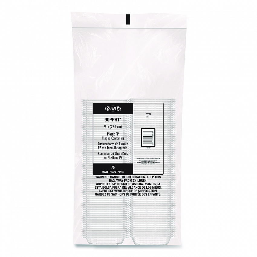 Microwaveable Hinged Containers, ProPlanet Seal, 9 x 8.75 x 3, Clear, Plastic 150/Carton (90PPHT1)