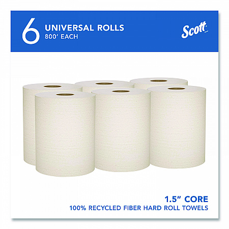 Essential 100% Recycled Fiber Hard Roll Towel, 1-Ply, 8