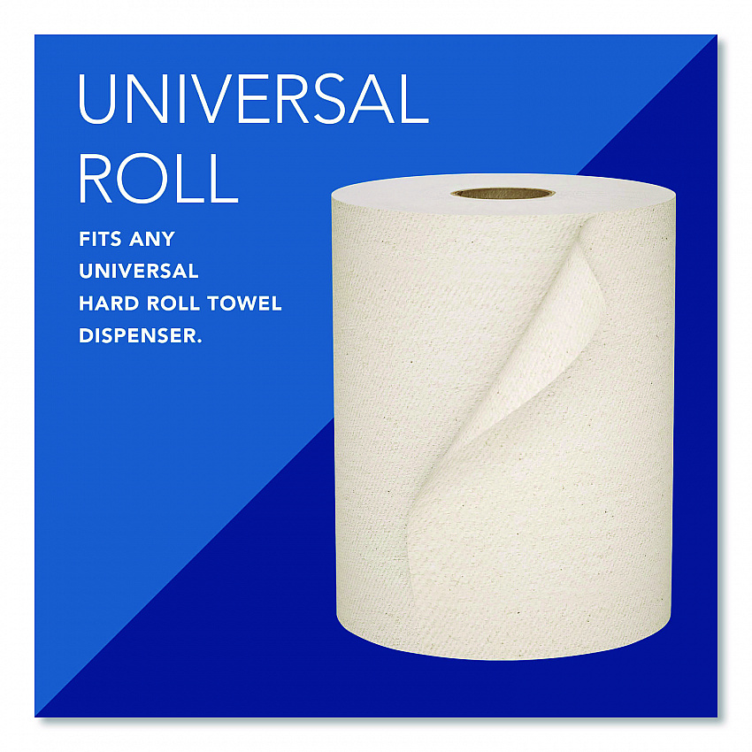 Essential 100% Recycled Fiber Hard Roll Towel, 1-Ply, 8" x 800 ft, 1.5" Core, Brown, 6 Rolls/Carton (56758)