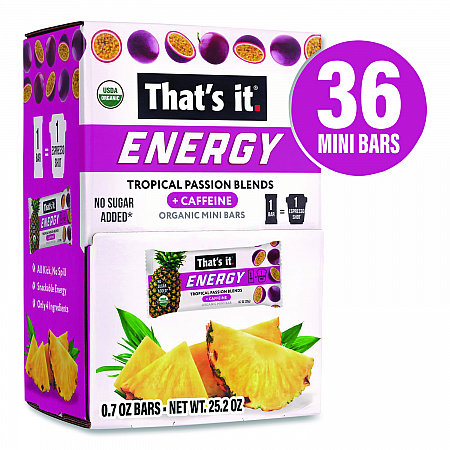 Organic Energy Bars, Tropical Passion Blend, 0.7 oz Bar, 36/Box (22002519)