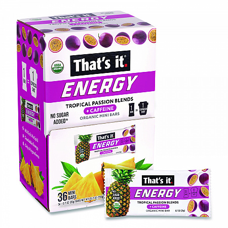 Organic Energy Bars, Tropical Passion Blend, 0.7 oz Bar, 36/Box (22002519)