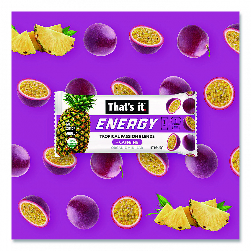 Organic Energy Bars, Tropical Passion Blend, 0.7 oz Bar, 36/Box (22002519)