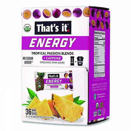 Organic Energy Bars, Tropical Passion Blend, 0.7 oz Bar, 36/Box (22002519)