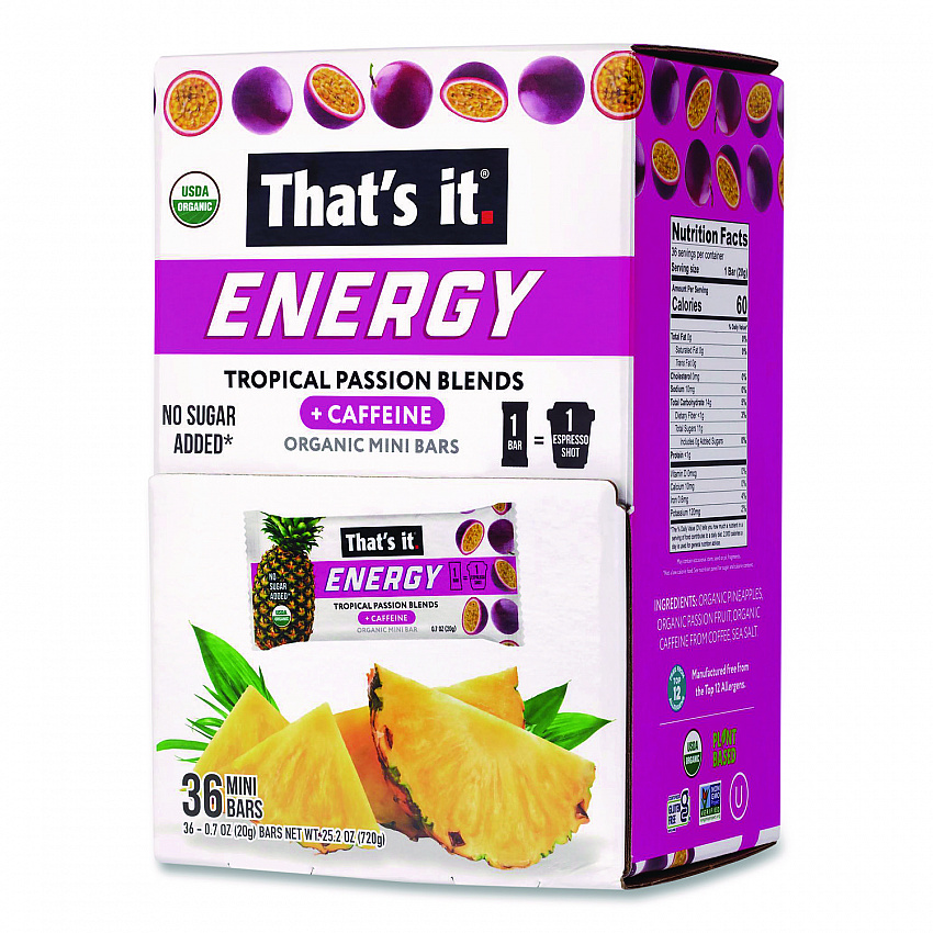 Organic Energy Bars, Tropical Passion Blend, 0.7 oz Bar, 36/Box (22002519)