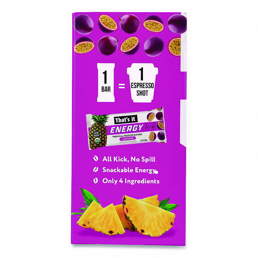 Organic Energy Bars, Tropical Passion Blend, 0.7 oz Bar, 36/Box (22002519)