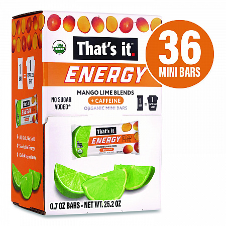 Organic Energy Bars, Mango Lime, 0.7 oz Bar, 36/Box (22002520)