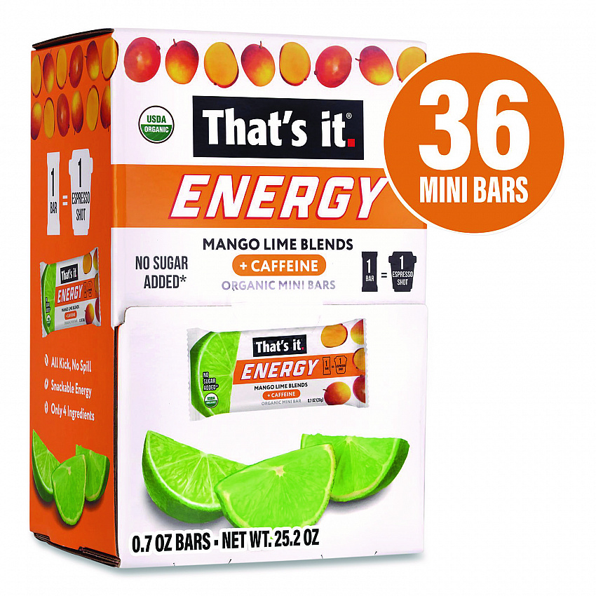 Organic Energy Bars, Mango Lime, 0.7 oz Bar, 36/Box (22002520)