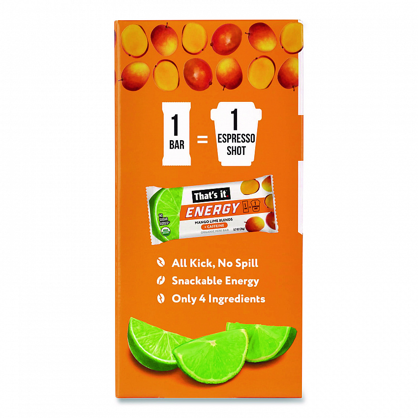 Organic Energy Bars, Mango Lime, 0.7 oz Bar, 36/Box (22002520)