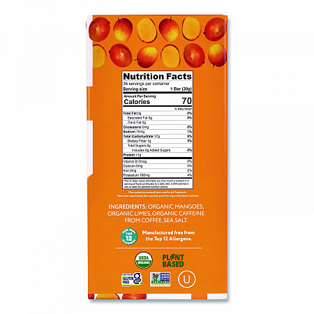 Organic Energy Bars, Mango Lime, 0.7 oz Bar, 36/Box (22002520)