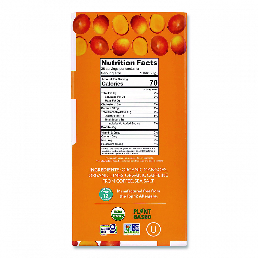 Organic Energy Bars, Mango Lime, 0.7 oz Bar, 36/Box (22002520)