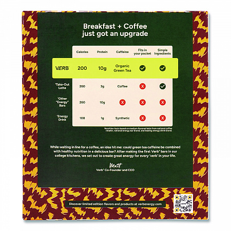 Caffeinated Protein Bar, Chocolate Chip Peanut Butter, 1.8 oz Bar, 12/Box (22002522)