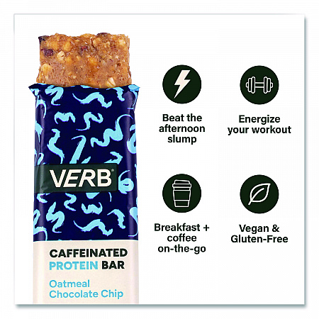 Caffeinated Protein Bar, Oatmeal Chocolate Chip, 1.8 oz Bar, 12/Box (22002523)
